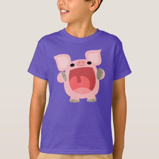 「OINK!!!」 かわいい漫画ピグキッズTシャツ Tシャツ (正面)