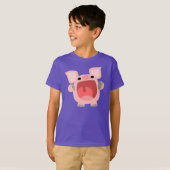 「OINK!!!」 かわいい漫画ピグキッズTシャツ Tシャツ (正面フル)