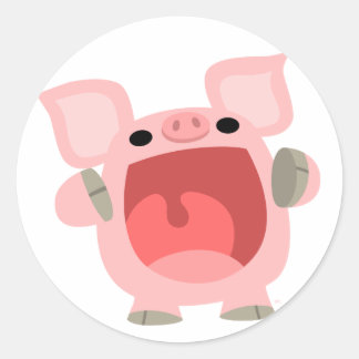 「OINK!!!」 かわいい漫画ピグシール ラウンドシール