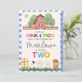 Oink & モー Cute Farm第2誕生日招待状 招待状 (スタンド正面)