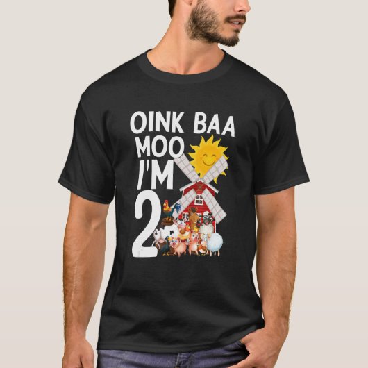 Oink Baaモー I'm 2 祝生まれ子誕生Happ Tシャツ (正面)