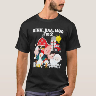 Oink Baa モー I'm 2ファームバースデーパーティー2 Yrs Old K Tシャツ