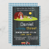 OINK、BAA、CLUCK、FARM BIRTHDAY PARTYモーで 招待状 (正面/裏面)