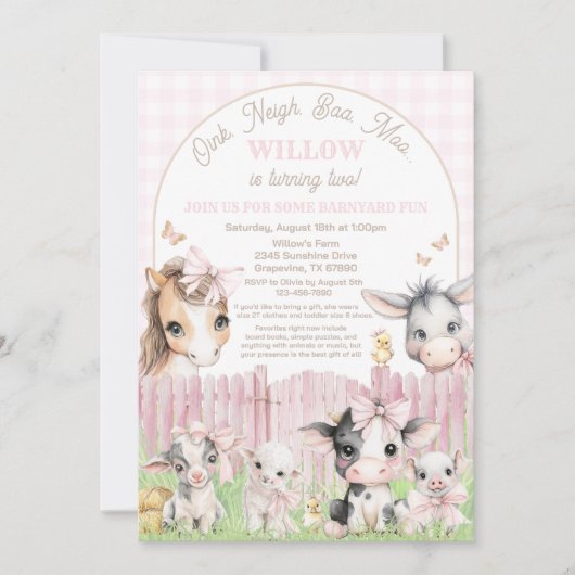 Oink Baa Moo Birthday Invitation 招待状 (正面)