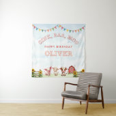Oink Baa Moo Cute Farm Animals Happy Birthday タペストリー (インサイチュ)