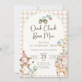 Oink Baa Moo Turning Two Birthday Invitation 招待状 (正面)