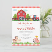 Oink Baa Quack Moo Farm Animals Birthday 招待状 (スタンド正面)