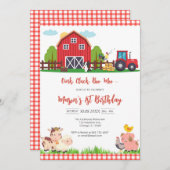 Oink Baa Quack Moo Farm Animals Birthday 招待状 (正面/裏面)