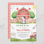 Oink Baa Quack Moo Farm Animals Birthday 招待状 (正面/裏面)