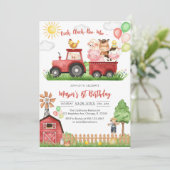 Oink Baa Quack Moo Farm Animals Birthday 招待状 (スタンド正面)