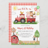 Oink Baa Quack Moo Farm Animals Birthday 招待状 (正面/裏面)