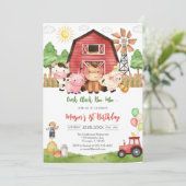 Oink Baa Quack Moo Farm Animals Birthday 招待状 (スタンド正面)