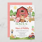 Oink Baa Quack Moo Farm Animals Birthday 招待状 (正面/裏面)