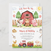 Oink Baa Quack Moo Farm Animals Birthday 招待状 (正面)