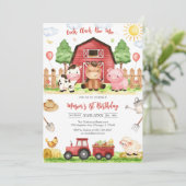 Oink Baa Quack Moo Farm Animals Birthday 招待状 (スタンド正面)