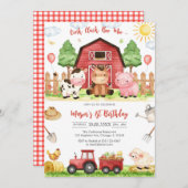 Oink Baa Quack Moo Farm Animals Birthday 招待状 (正面/裏面)