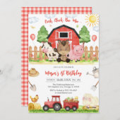 Oink Baa Quack Moo Farm Animals Birthday 招待状 (正面/裏面)