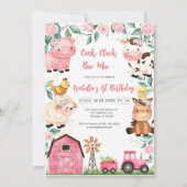Oink Baa Quack Moo Farm Animals Birthday 招待状 (正面)