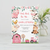 Oink Baa Quack Moo Farm Animals Birthday 招待状 (スタンド正面)