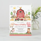 Oink Baa Quack Moo Farm Animals Birthday 招待状 (スタンド正面)