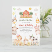 Oink Baa Quack Moo Farm Animals Birthday 招待状 (スタンド正面)
