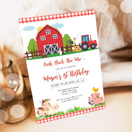 Oink Baa Quack Moo Farm Animals Birthday 招待状