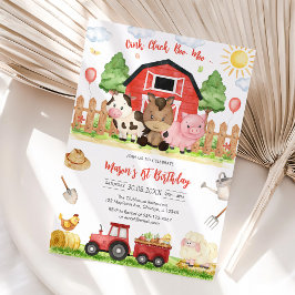 Oink Baa Quack Moo Farm Animals Birthday 招待状
