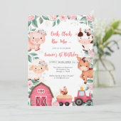 Oink Baa Quack Moo Farm Animals Birthday 招待状 (スタンド正面)
