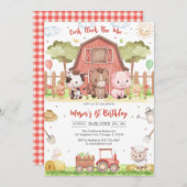 Oink Baa Quack Moo Farm Animals Birthday 招待状 (正面/裏面)