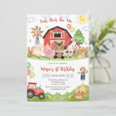 Oink Baa Quack Moo Farm Animals Birthday 招待状 (スタンド正面)