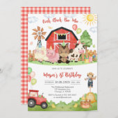 Oink Baa Quack Moo Farm Animals Birthday 招待状 (正面/裏面)