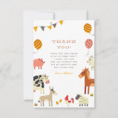Oink Baa Quack Moo Farm Animals Birthday Party サンキューカード (正面)