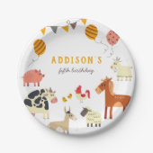 Oink Baa Quack Moo Farm Animals Birthday Party ペーパープレート (正面)