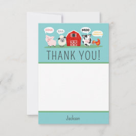 Oink Baa Thank モー You Farm Animalパーティーキッズ サンキューカード