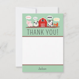 Oink Baa Thank モー You Farm Animalパーティーキッズ サンキューカード