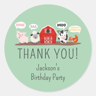 Oink Baa Thank モー You Farm Animalパーティー ラウンドシール