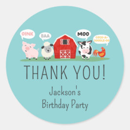 Oink Baa Thank モー You Farm Animalパーティー ラウンドシール