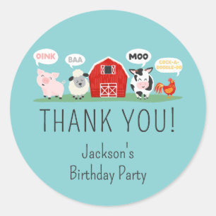 Oink Baa Thank モー You Farm Animalパーティー ラウンドシール