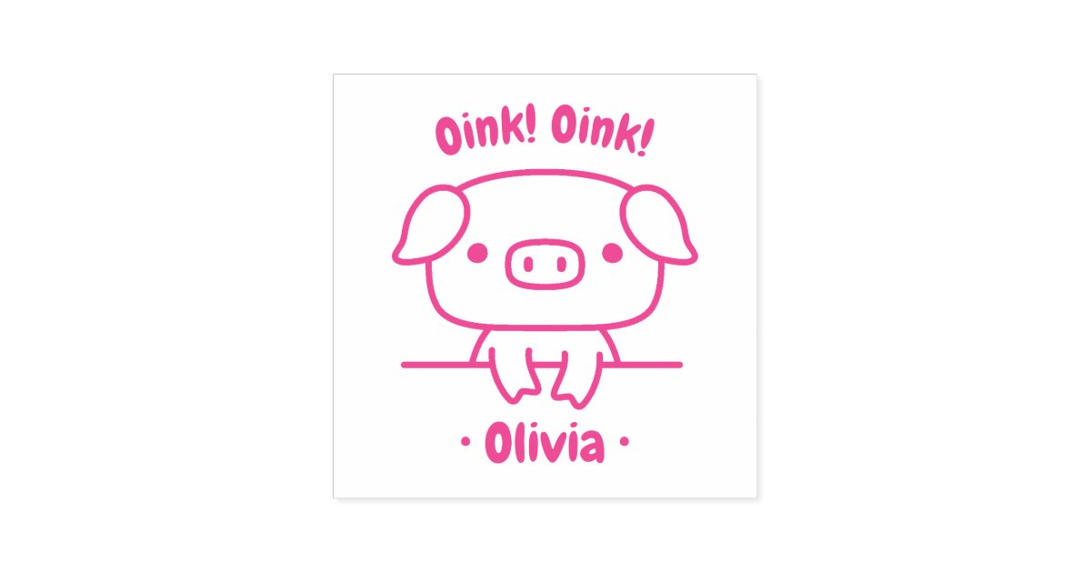Oink Oink かわいい子ぶた 女の子の名前 セルフインキングスタンプ Zazzle Co Jp