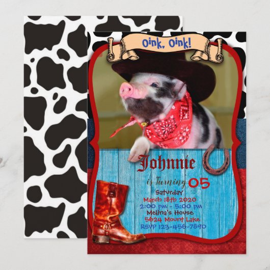 Oink Oink – 豚招待状 招待状 (正面/裏面)