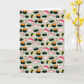 Oishiiの寿司のおもしろいのイラストレーションパターン(灰色) カード (黄色い花)