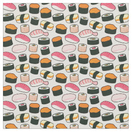 Oishiiの寿司のおもしろいのイラストレーションパターン(灰色) ファブリック