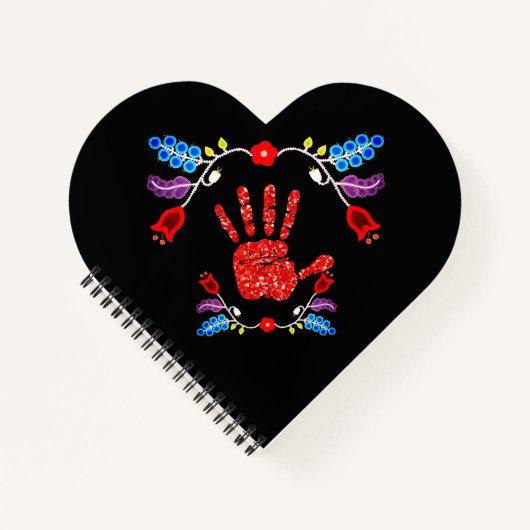 OjibweフローラモチーフMMIWブラック ノートブック (正面)