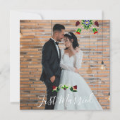 Ojibwe Floral Strawberry Black Thank You Wedding サンキューカード (裏面)