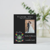 Ojibwe Floral Strawberry Black Thank You Wedding 招待状 (スタンド正面)