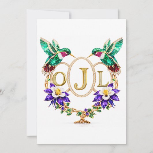 OJL Hummingbird Wedding Any Letters Custom CO 招待状 (正面)