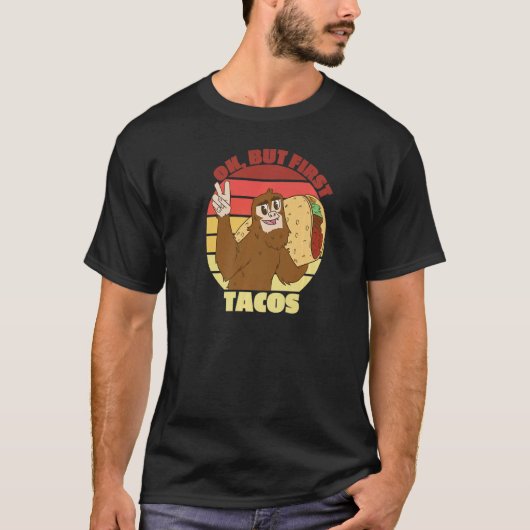 Okだが最初のタコス・メキシコ国食ゴリラ Tシャツ (正面)