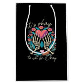 Okではない – スケルトンの手とハート ミディアムペーパーバッグ (正面)