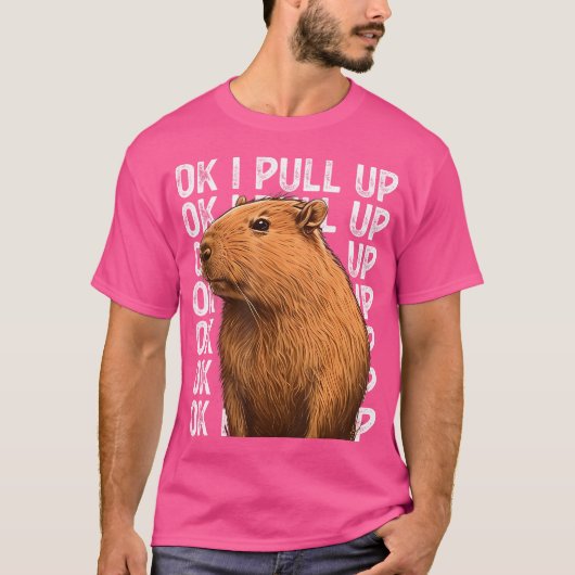 Okキャピバラを女おもしろい性に引き上げる Tシャツ (正面)
