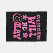 OkレトロGroovyメンタルヘルス認識度1 フリースブランケット (正面(横))